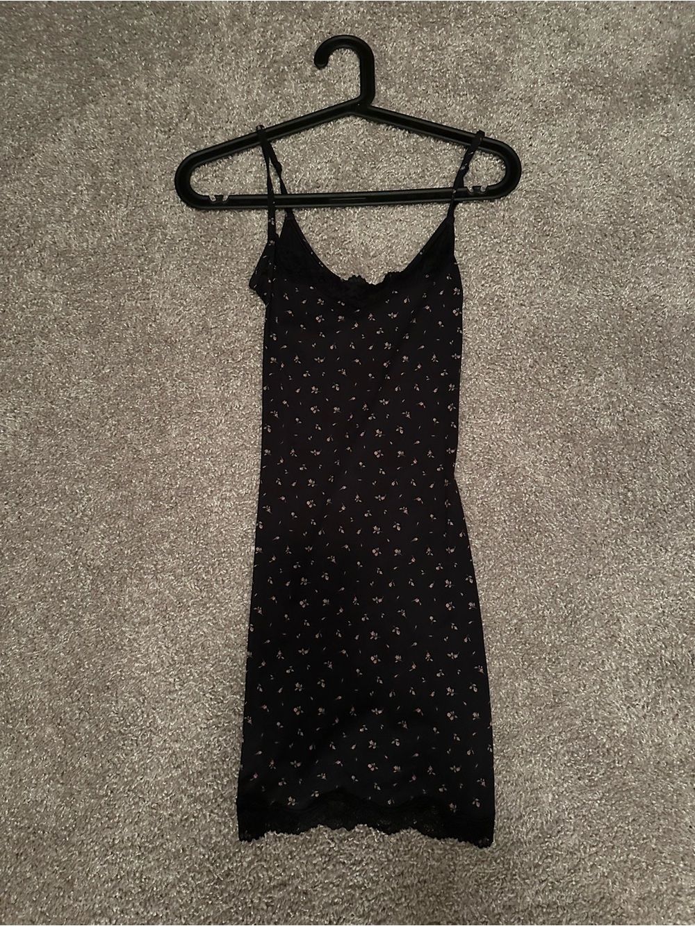 SKIMS fits everybody Black Floral mini Dress with Lace Trim